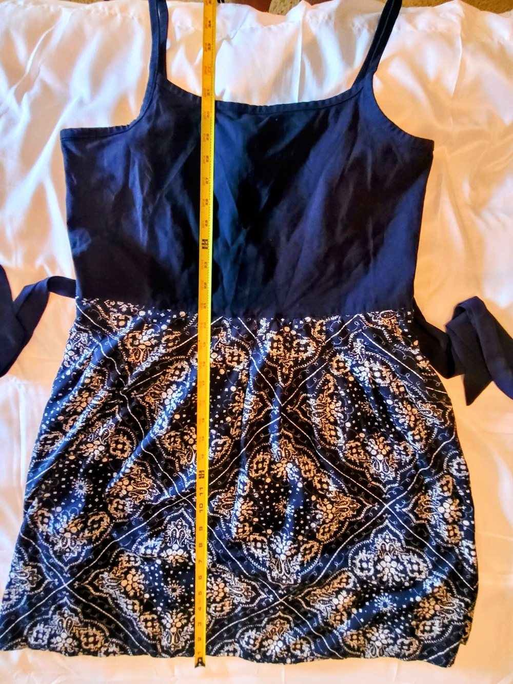 Tommy Hilfiger Navy Blue Printed Tie-Waist Dress